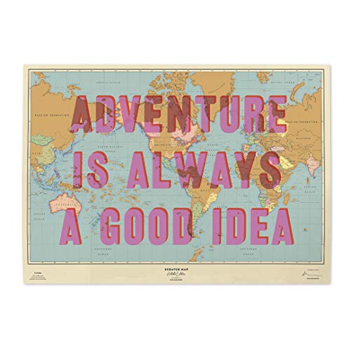 Luckies of London Scratch Map Motivational Wall Art | Scratch Off Map Of The World With Quote | World Map Wall Art Memories | World Map Poster For Room Decor | Scratch Off World Map