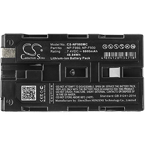 Batteria di ricambio da 6600 mAh per Sony CD-RV100, CCD-RV200, CCD-SC5, CCD-SC5/E, CCD-SC6, CCD-SC65, CCD-SC7, CCD-SC7/E, codice articolo: NP-F970, NP-F970/B, NP-F975, XL-B2, XL-B3