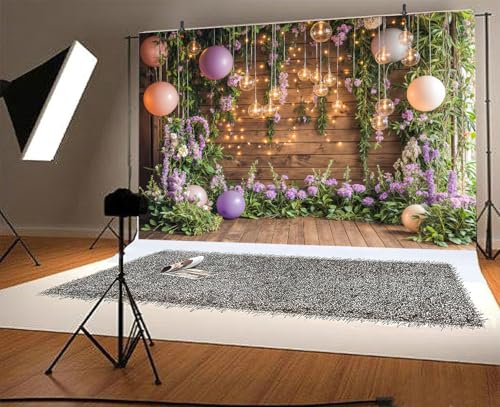 Fondo Floral de Pared Morado 7x5 ft para Fotografía miniatura 3