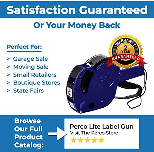 Perco Lite Price Gun Labeler Kit with 5,600 Blank White Labels 2 Ink Rollers