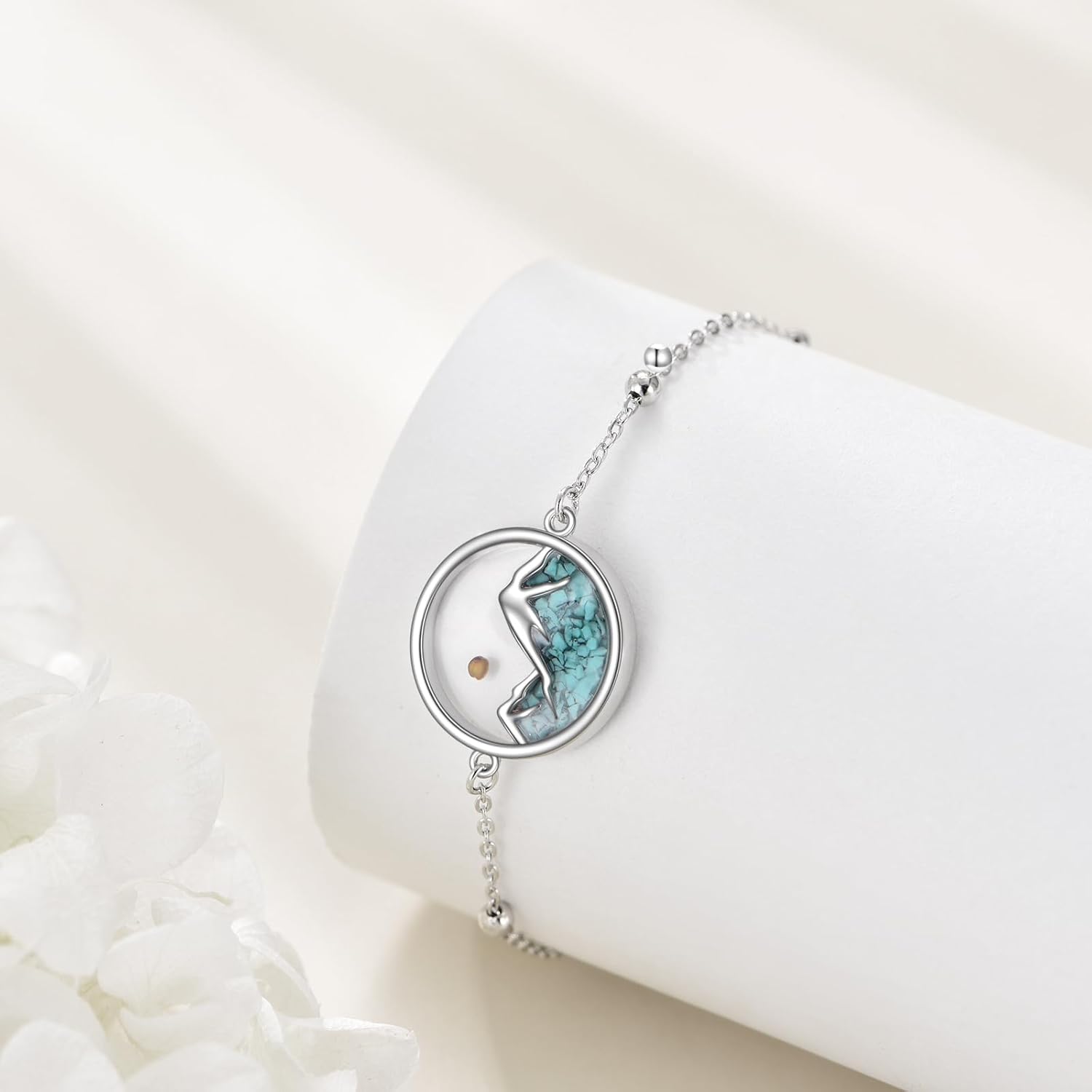 YFN Mountain Bracelet for Women Sterling Silver Nature Bracelet Jewelry Gift for Skiers, Hikers, Campers, Climbers and Nature Lovers - Image 2