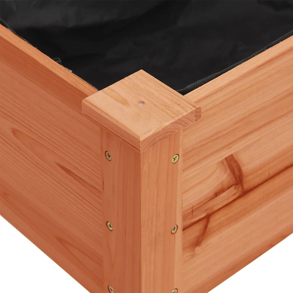 Donica na rośliny, lite drewno, jodła, 118 x 59 x 76 cm, brązowa, z wkładką na balkon, taras – praktyczna drewniana donica z otworem drenażowym na kwiaty, zioła i warzywa