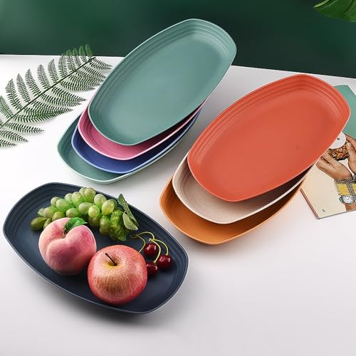 Image of Unbreakable Round Food Tray for Dessert, Dinner, Cereal, Party, Steak, Pizza, Dessert, Pasta, Salad, Fruit, Adult &Toddler Baby Kids Dishwasher & Microwave Safe (Orange, Pack of 2)