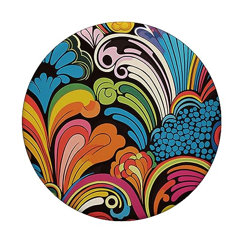 Retro 70's Psychedelic PopSockets Swappable PopGrip, Black - Image 3