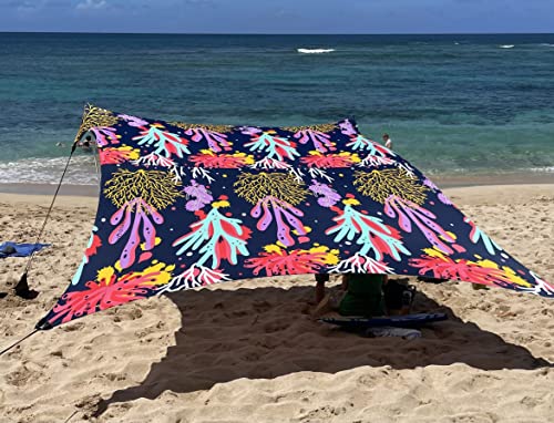Image of Neso Grande Portable Beach Tent Sun Shelter - Lightweight Beach Shade Canopy - Easy Setup for Family Outings - Patented Reinforced Corners - UPF 50+ Sun Protection - 7ft Tall, 9 x 9ft