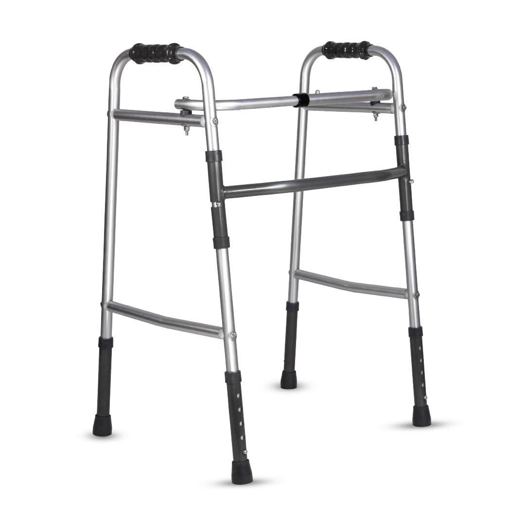 Vissco Dura Lite, Walker for Elderly and those Physically Challenged, Foldable, Light Weight & Height Adjustable Walking Aid, Made with Premium Grade Rubber Shoes and PVC Grip -Universal (Grey) (B077KX3C5B) Amazon Price History, Amazon Price Tracker