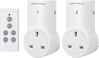 HBN Remote Control Plug Socket, 13A/3120W Wireless Light Switch 30M/100ft Operating Range for Household Appliances, 2 Pack Sockets and 1 Remote