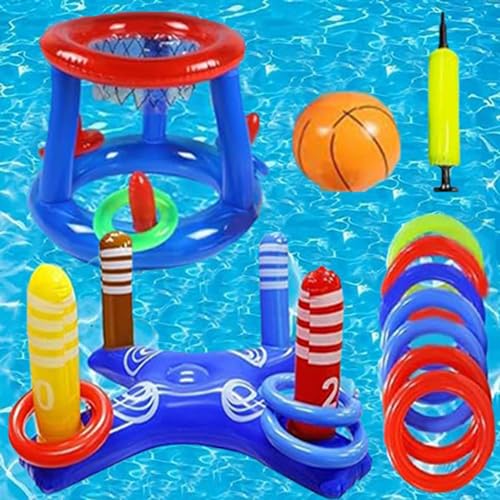Encuentra reviews de Cosas para alberca del mes. 37 Juego de juguetes de piscina, aro de baloncesto de piscina, anillos cruzados inflables, juego de lanzamiento y juguetes de piscina para niños para adolescentes y niños (2 juegos...