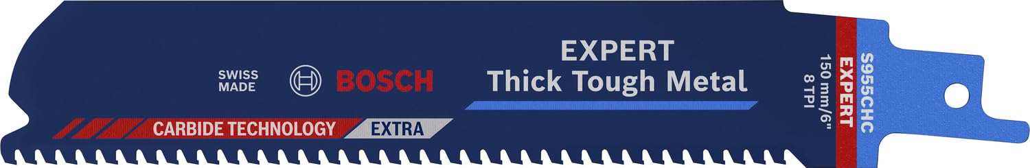 Bosch Professional 1x Expert ‘Thick Tough Metal’ S 955 CHC Säbelsägeblatt (für Zäher Stahl, Gusseisen, Länge 150 mm, Zubehör Säbelsäge)
