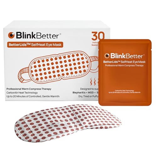 BetterLids Self-Heating Eye Mask - 30 Pack for Blepharitis MGD Styes & Puffy Eyes | Warm Compress Therapy | 20 Minutes Heat | No Microwave | Professional Eye Care