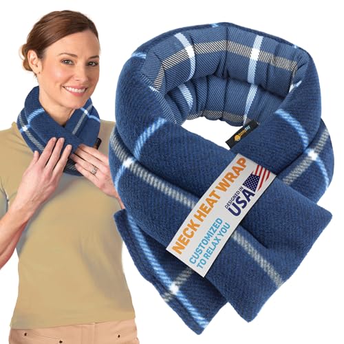 Image of SunnyBay Microwavable Heating Pad for Neck and Shoulder, Heated Neck Wrap, Microwave Heat Pad, Weighted Beanbag Moist Hot or Cold Compress, 2.2 lbs, 26x4 Inches, Ocean Blue