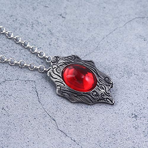 DUNHAO COS Anime Red Crystal Pendant Necklace Amulet Gift for Men and Women Halloween Cosplay Accessory4