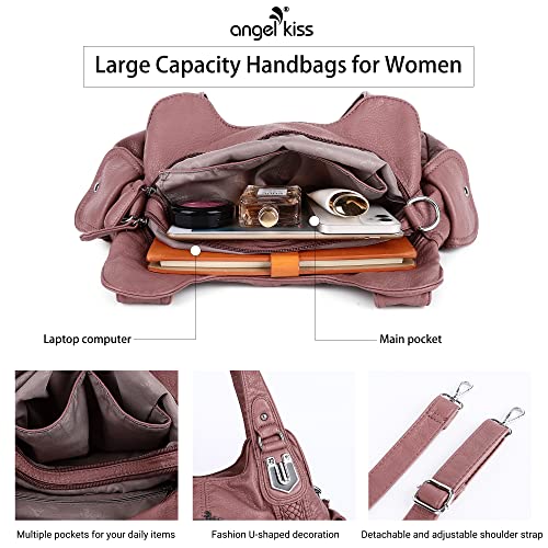 Image of Angel Kiss Purses and Handbags for Women Washed Vegan Leather Crossbody Hobo Satchel Shoulder Tote Purse