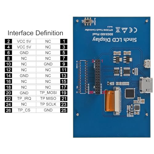 Image of 5-Inch Resistive Touch Screen TFT LCD Display 800x480 HD Resolution Compatible with Raspberry Pi 5 /4 /3 /2B /Zero Banana Pi Jetson Nano Windows 11 /10 /8 /7