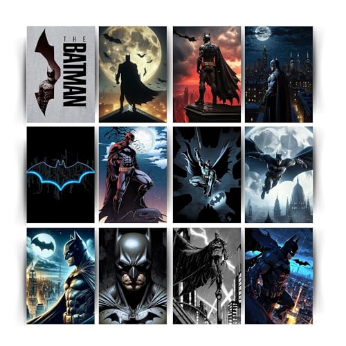 Image of Posters Inc Set of 12 Batman Posters for Wall, Wallart Item for Home, Home Decoration Items for Living Room, Aesthetic Wall Stickers for Bedroom, Birthday Gift for Men, 300 GSM A4 Size Paper