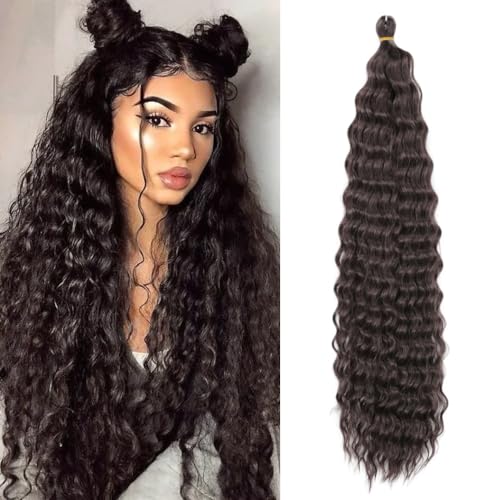 26 Inch 3 Packs Deep Twist Crochet Hair Trenzas de Crochet Bohemias Rizadas Ocean Wave Mechones de Cabello Ondas Profundas Extensiones de Cabello Sintético para Mujeres Niñas