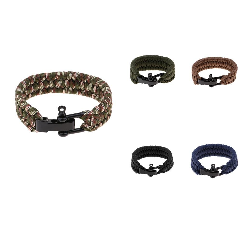 CALANDISCALANDIS® Survival Outdoor Buckle Rope Paracord Bracelet Shackle 23x2.5cm Black