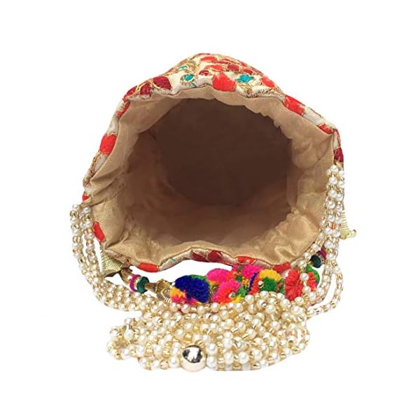 FILORA Ailtino Women's Ethnic Rajasthani Silk Potli Bag (Multicolour) -Combo of 3 - Image 4