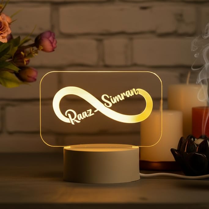 Image of Gifts for Couple Customised Name LED Lamp - Engraved Acrylic Romantic Night Light Personalised Gift for Men or Women, Anniversary, Birthday, Valentine's Day