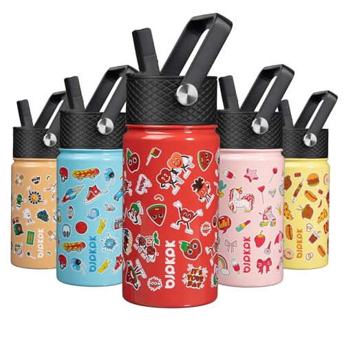 Image of BJPKPK Insulated Water Bottle, 15oz Stainless Steel with Straw Lid