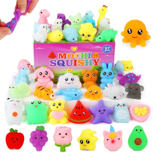Mochi Squishy Toys, 27pcs Mini Kawaii Squishies Party Favors for Kids 4-8 8-12 Boys Girls Birthday...