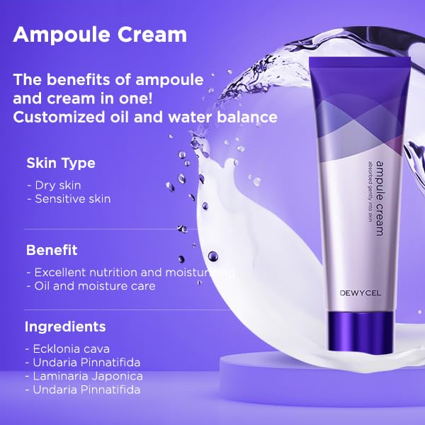 DEWYCEL AMPULE CREAM with Niacinamide, Ceramide NP, Hyaluronic Acid, and Adenosine | Hydrating Cream for All Skin Type, Non-Sticky, for Glowy Skin | Korean Premium Skincare | 2.7 fl oz / 80 ml - Image 2