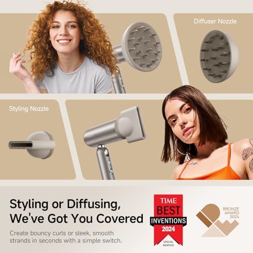 Image of Dreame Pocket Hair Dryer 2026 New, Portable Folding Blow Dryer with Diffuser, Fast Drying, High-Speed Brushless Motor, 300M Negative Ions, Lightweight, Low Noise, for Home & Domestic Travel & Gym