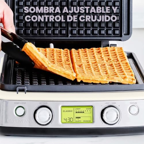 GreenPan Elite Grofrera de 4 Placas para Gofres Clásico...