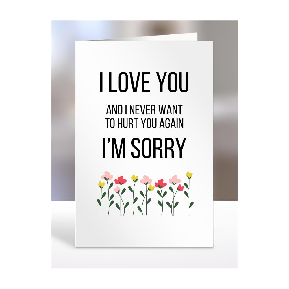 I love you I’m sorry, A5 card for Wife, Girlfriend, Fiancee, Husband, Boyfriend, Fiance, Gifts for Him or Her, Women, Men, I never want to hurt you again, A5-13