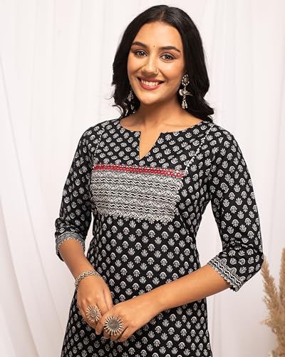 Image of FIORRA Womens Cotton Straight Fit Floral Printed Kurta