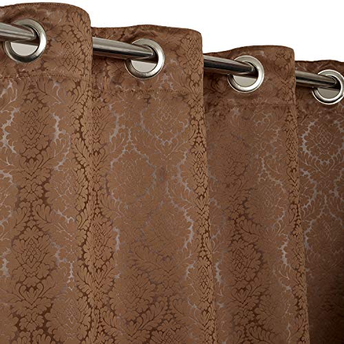 Image of Swayam 100% Blackout Polyester Window Curtain for Living Room & Bedroom | 5 Feet | Room Darkening Curtain with Eyelets | Pack of 2 | Ethnic Motif Design - Brown