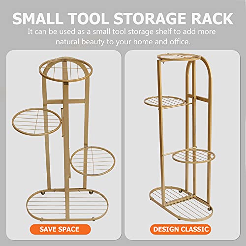 Partykindom 1Pc Iron Flowerpot Rack Retro Wrought Iron Flower Pot Rack For Home (Golden) For Home/Wall/Room Decor #TOP6