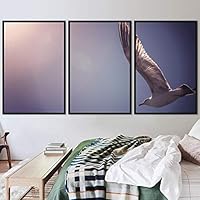 3 Piece Framed Canvas Wall Art Beach Birds Canvas Prints Home Artwork Decoration for Living Room,Bedroom - 16