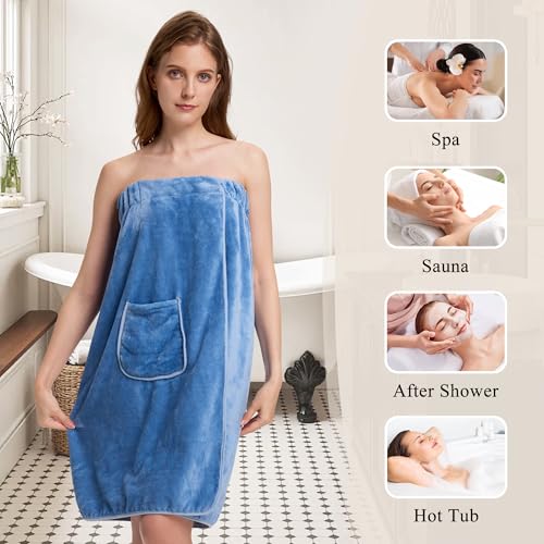 Image of PJGGZ Towel Wrap for Women, Three Adjust Clasps Closure Bath Wraps After Shower Spa Sauna Bathrobe(Available in Plus Size)