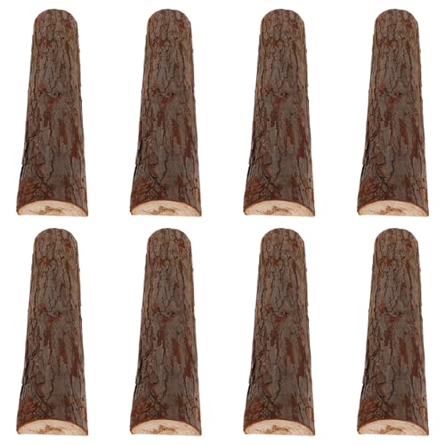 ROMISBABA 8 Piezas Leña Decorativa Resistente la Intemperie Troncos Rústicos de Madera Natural para Chimeneas Interiores y Decoración de Fogatas al Aire Jardín para Invierno