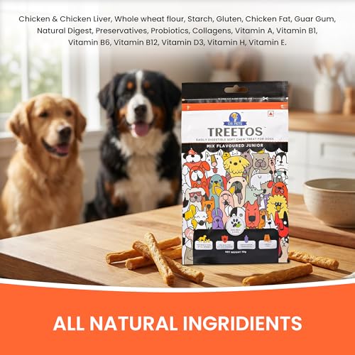 Image of Dr. Pets Pack of 3 (85g Each) Treetos Chicken Stix Dog Treats | Mix Flavour | Soft Chew Sticks for Puppies & Adult Dogs | Training Reward Snacks | Pouch Pack