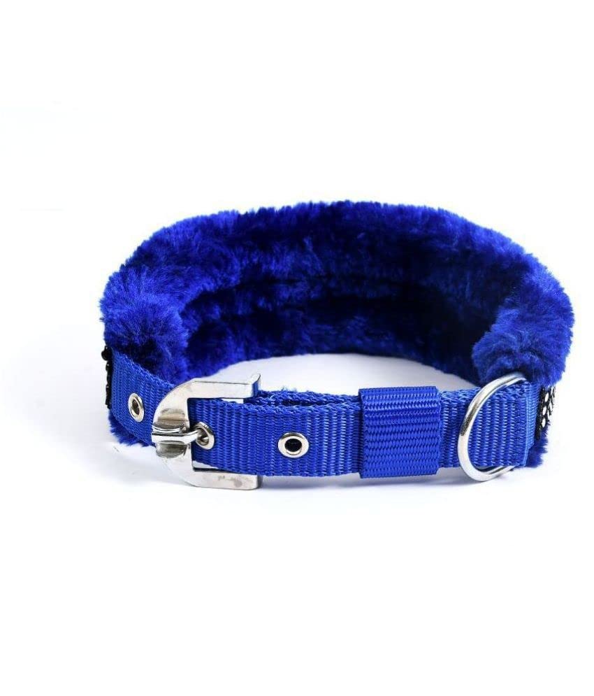 Image of Nylon Dog Collar,Pet Dog Nylon with Soft Fur Padded Puppy Collar-1 Piece (XX-Large, Blue)