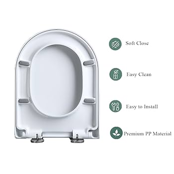 D Shape Soft Close Toilet Seat White Soft Close Toilet Seat For Easy Cleaning Top Fixing Stainless Steel Hinges Toilet Seats Locker Seat