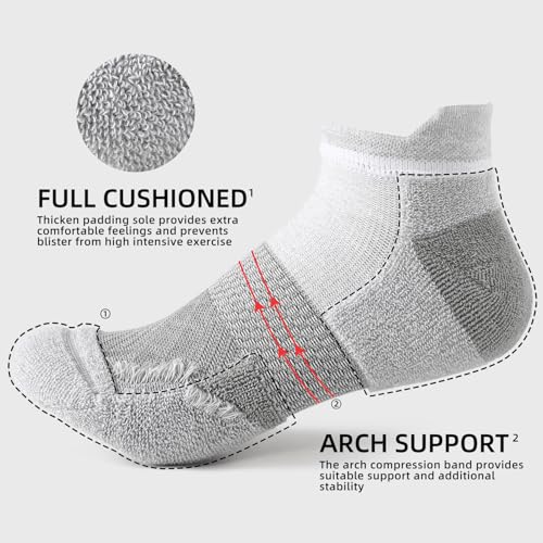 Image of FITRELL 5-6 Pairs Ankle Running Socks for Women Athletic Cushioned Low Cut Tab Sports Socks