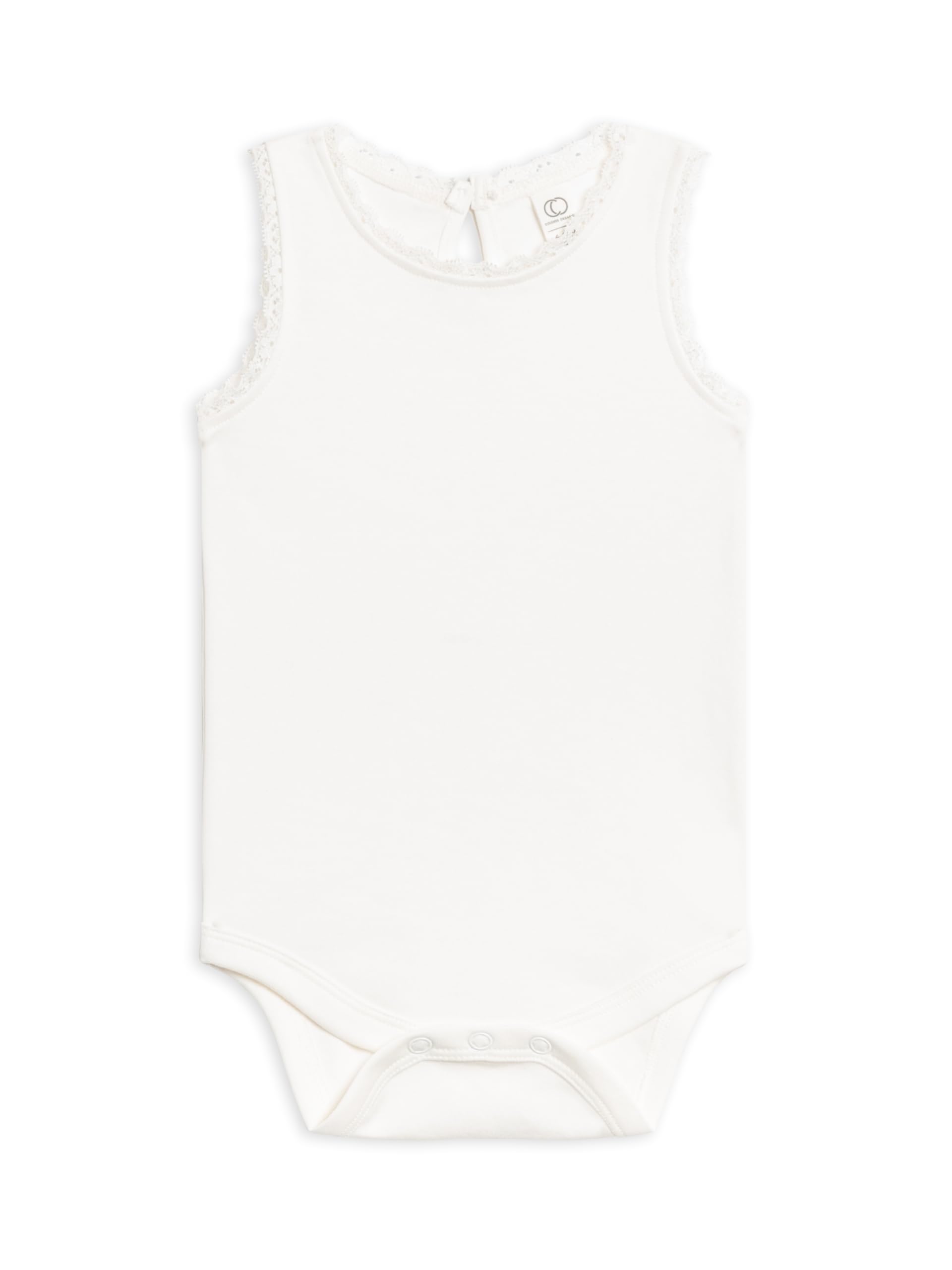 Colored Organics Unisex Baby Organic Cotton Bodysuit - Infant Lace Tank One Piece - Coconut Lace - 6-12M