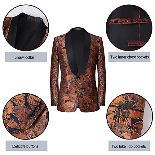 Men's Floral Blazer One Button Lapel One Piece Blazer Classic Elegant Fit Prom Wedding Fashion Tuxedo3