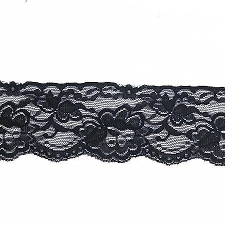 Imported 5 Yard 7cm Wide And Floral Stretch Lace Trim DIY Sewing Applique (Black)-image-21