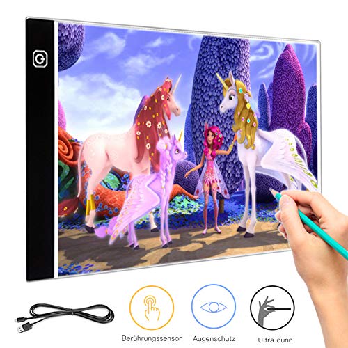 Licht Pad A4 LED Leuchttisch Leuchtplatte Light Pad Tragbare LED Zeichnung Pad einstellbare Helligkeit Lichtkasten Malen licht für Kinder