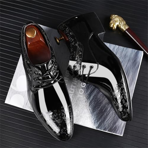 Men's Fashion High Gloss Patent Leather Oxford Formal Business Casual Lace Up Elegant Dress Shoes3