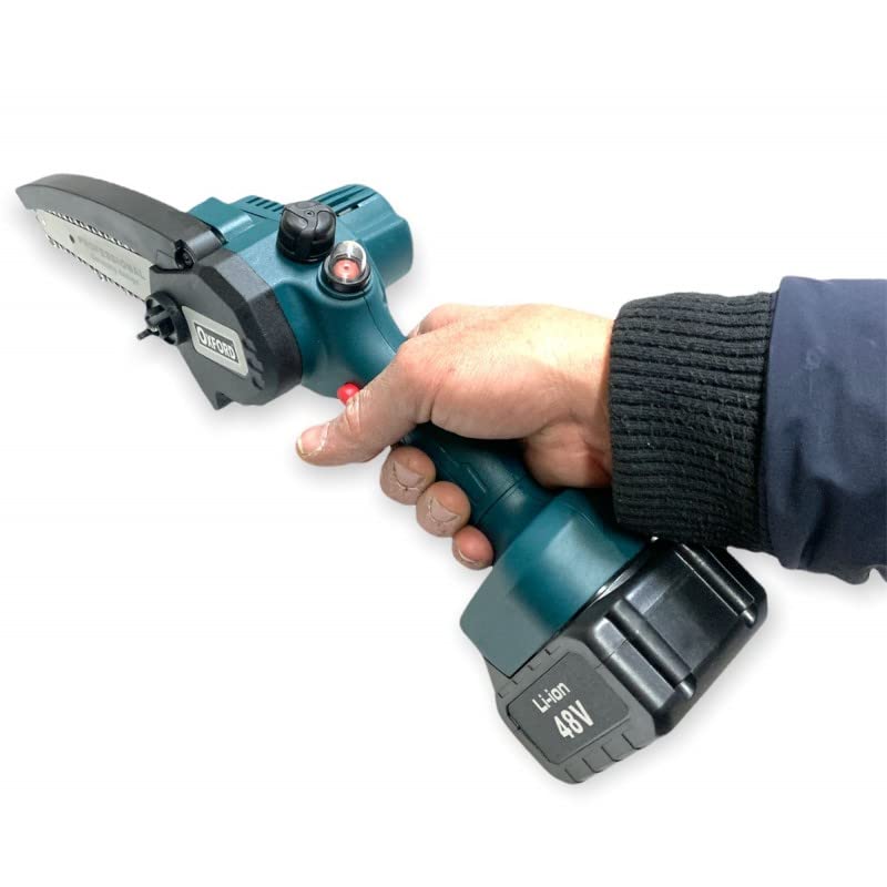 Mini Motosega a Batteria per Potatura, 6 Pollici 2 Batterie 48/24V Sega a Batteria per Potatura con Pompetta Olio Motosega Elettrica a Batteria Portatile per il Taglio del Legno Giardino
