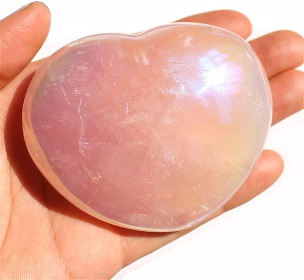 Meditation Home Natural Crystal Angel Aura Rose Quartz Healing Puffy Heart Home Decor (Size : 2pcs)
