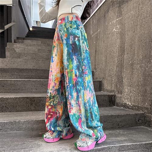 Y2K Baggy Jeans for Girls Tie Dye Wide Leg Jeans Kids High Waist Baggy Denim Pants Hip Hop Aesthetic Pants Streetwear2
