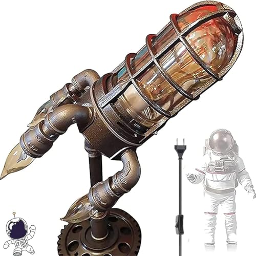 Lampe Steampunk Industrielle Vintage Tube d'eau Lampe de Table E27 Lanterne d'intérieur avec câble de prise et interrupteur pour chevet et meubles vintage