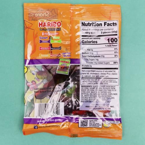 Haribo Crazy Skeletons Gummy Candy, Halloween Treats, 4 oz, Pack of 3 - image 2