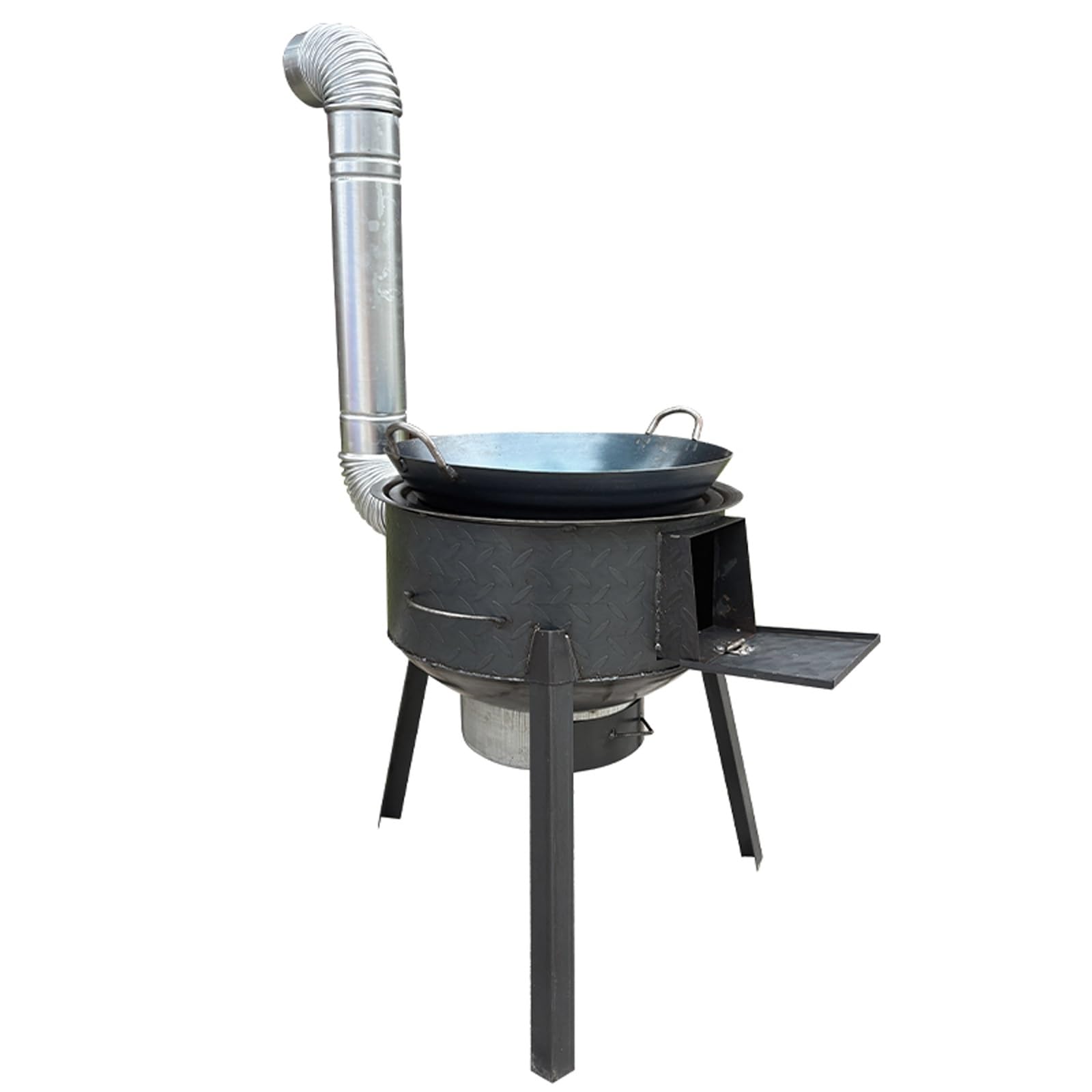 Stufa a Legna Multifunzione con Griglia e Canale fumario, Braciere da Esterno Piccolo, Stufa a Pellet Piccola – for la Cucina all’aperto il Campeggio e il Riscaldamento(58x58x60cm)